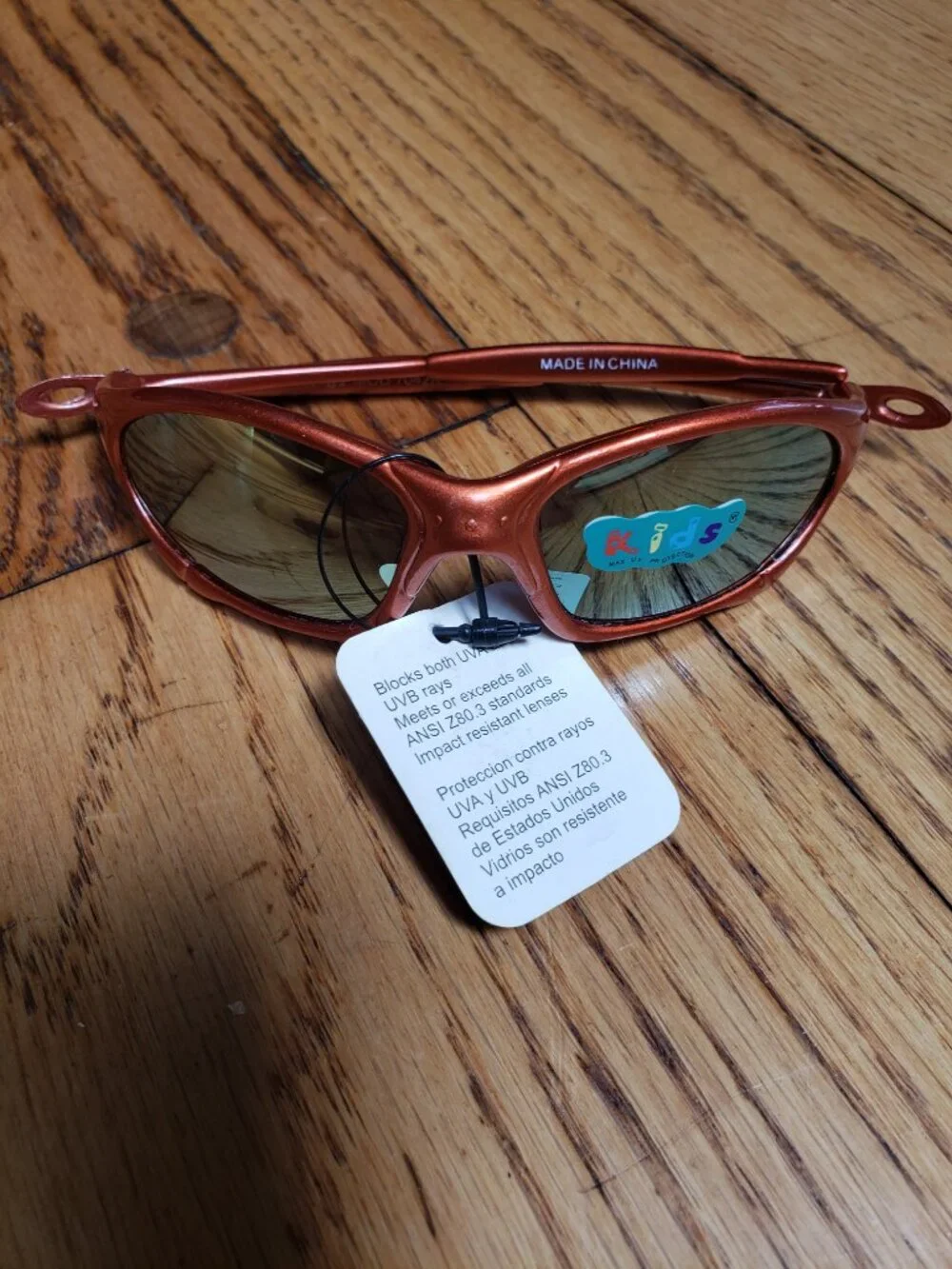 Vintage Kids Sporty Wrap Sunglasses Copper Orange NOS